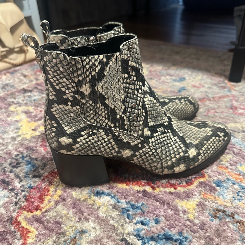 Snakeskin studded ankle boots